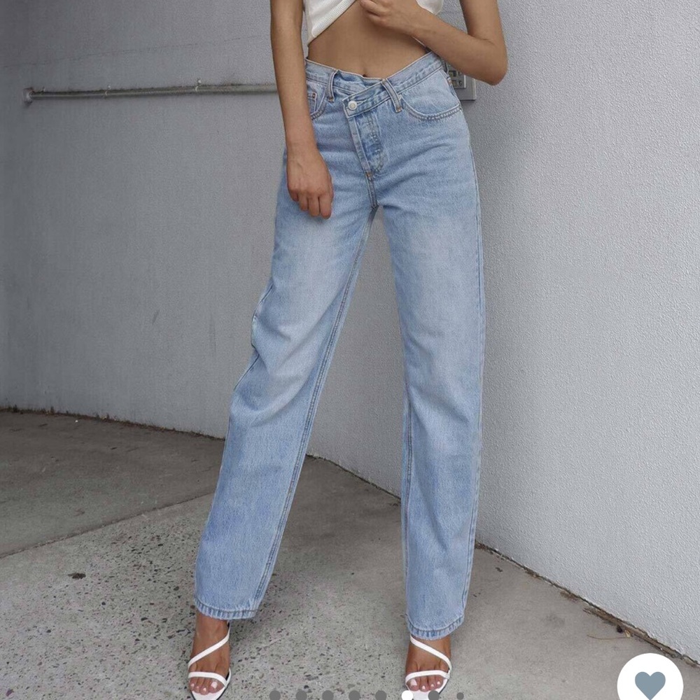 Princess Polly holly asymmetric straight leg jeans